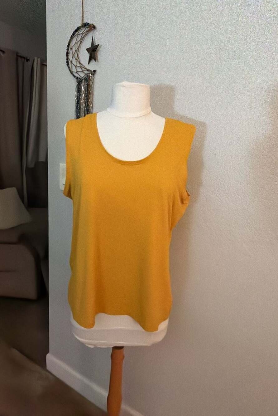 Peck & peck  Mustard Scoop Neck Sleeveless Tank Top